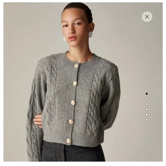 NWT J. Crew Gray Cable Knit Cardigan Sweater - Picture 1 of 8